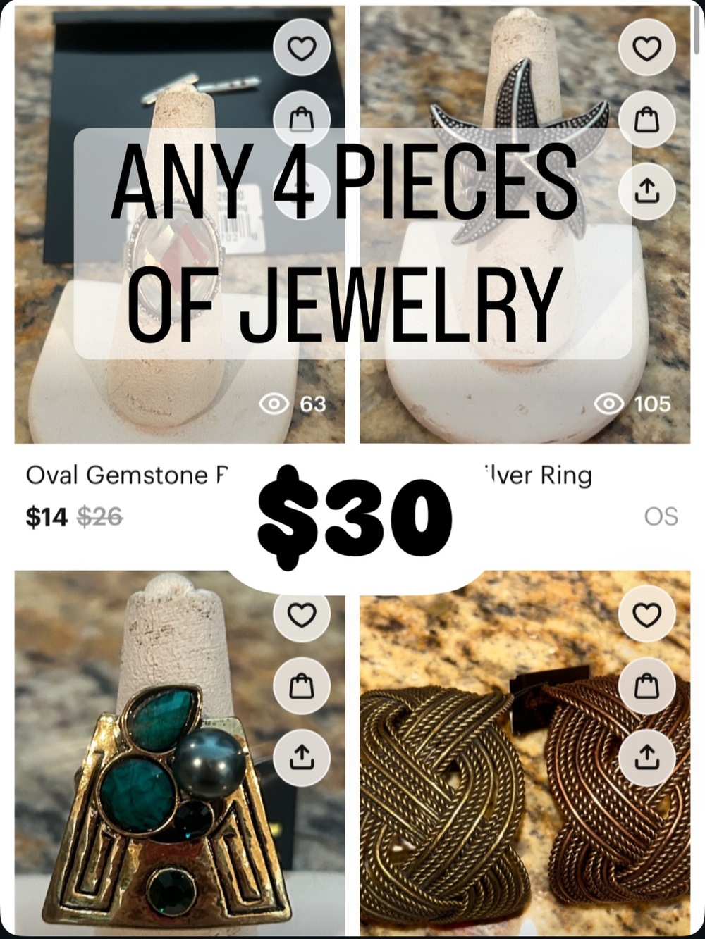 ANY 4 PIECES OF JEWELRY $30!!!